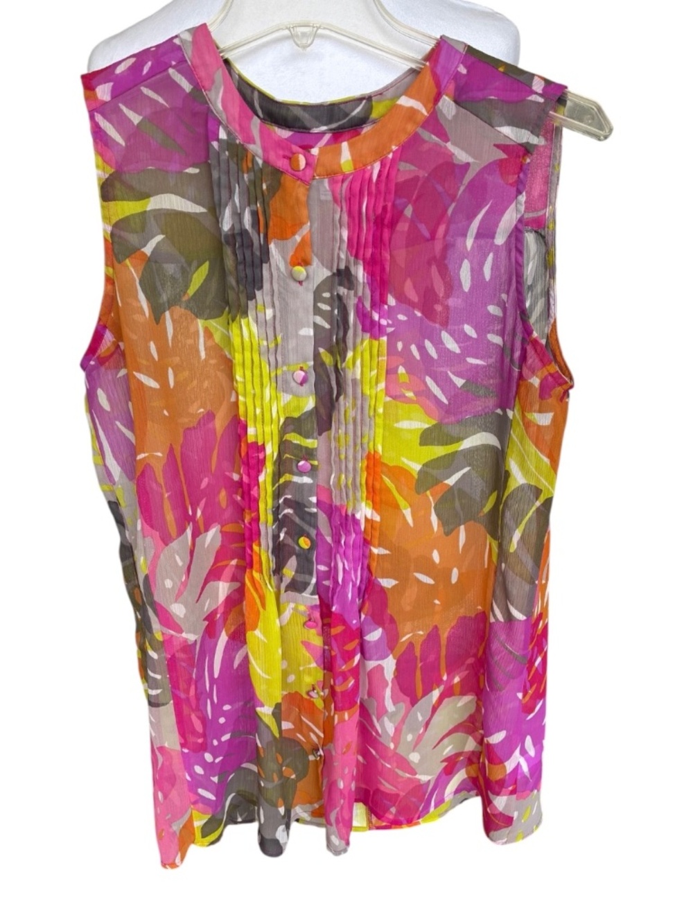 Liz Claiborne Sleeveless Multicolor Floral Printed Top-Size L